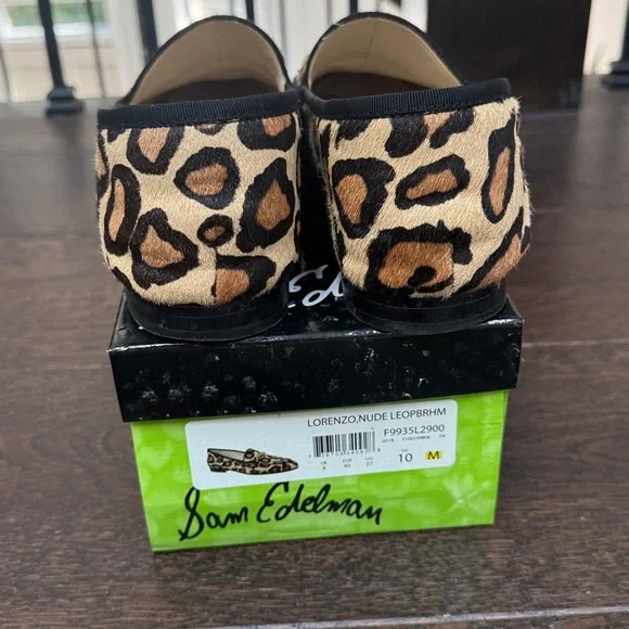 Sam Edelman Lorenzo Loafer Leopard Animal Print Chain Vamp Size 10 - Picture 6 of 10